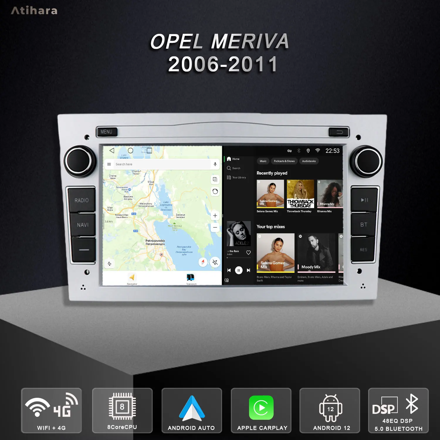 Atihara 7 &quotAndroid Carplay авто радио для Opel Meriva 2006-2011 WIFI + 4G GPS мультимедийный видеоплеер AM/FM