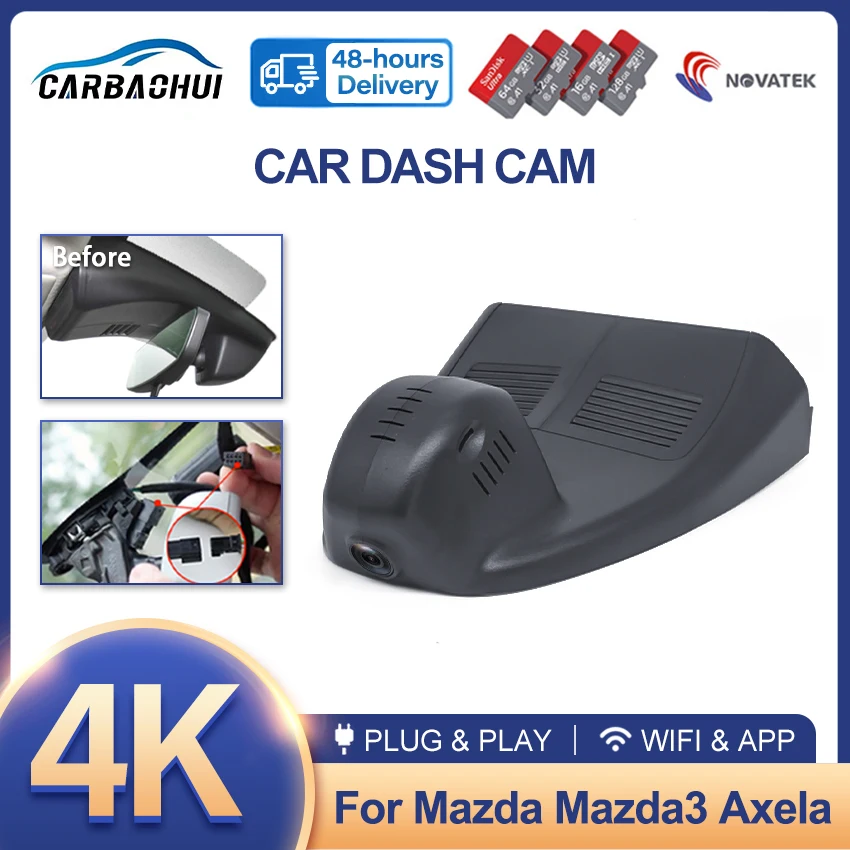 4K 2160P Car DVR UHD Plug and Play Dash Cam Camera Wifi Video Recorder HD Night Vision For Mazda Mazda3 Axela,Wireless DashCam
