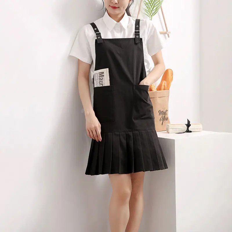 

Kitchen Cooking Apron Dress Woman Girl With 2 Pocket Hairdressing Salon Coffee Shop Waiter Work Pinafore Gardening BBQ Home Bib