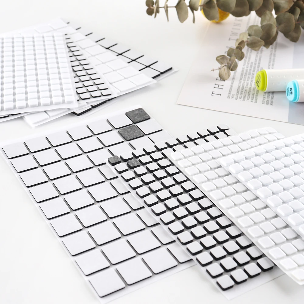 

6 Sheets Black White 3D Double Sided Adhesive Foam Squares For Adding Dimension To Cards Permanent Dimensional Adhesives 1mm 2mm