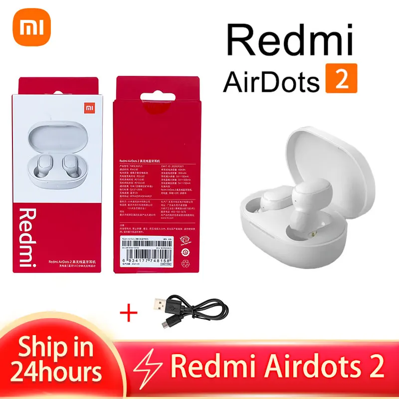 

Xiaomi Redmi Airdots 2 Earphones Mi Original Xiaomi True Wireless Headphones Bluetooth Air Dots Headset TWS Earbuds Control