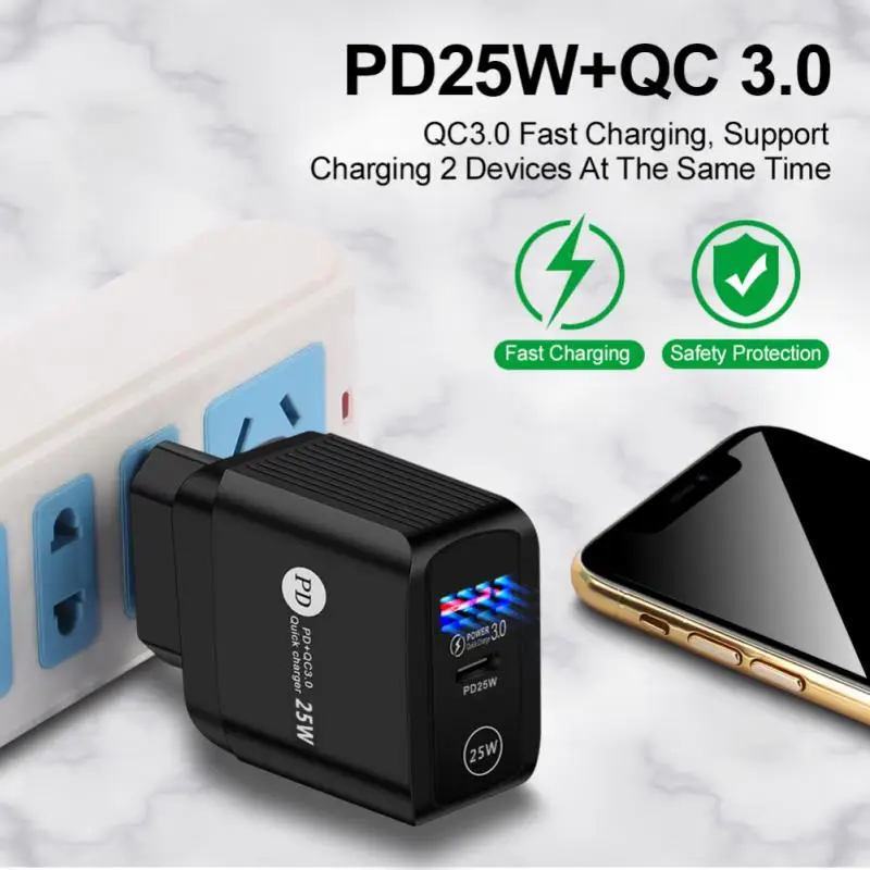 

Fast Charger Usb Charger Phone Charger Charging Cable Mobile Phone Charger 25w Pd Charger For Iphone 12 Pro Max Macbook Qc3.0