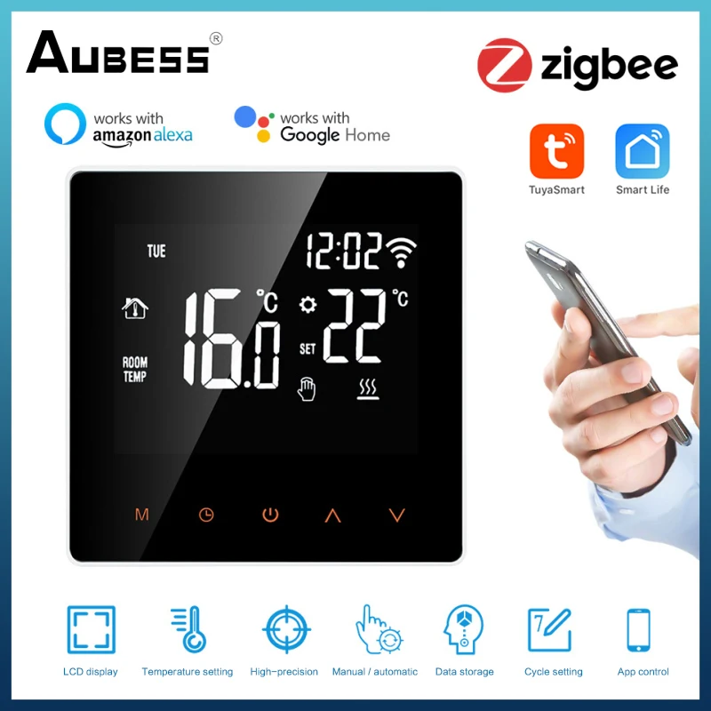 

Умный термостат ZigBee Tuya, управление через приложение, сенсорный ЖК-дисплей, голосовое управление