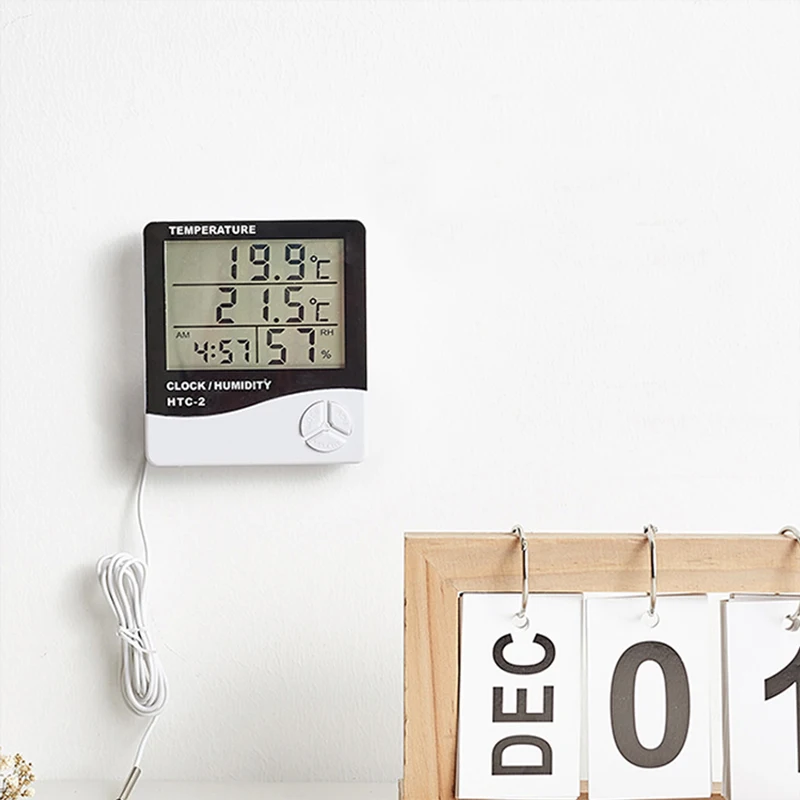measureget lcd electronic digital temperature humidity meter indoor outdoor thermometer hygrometer weather station clock htc 2 free global shipping