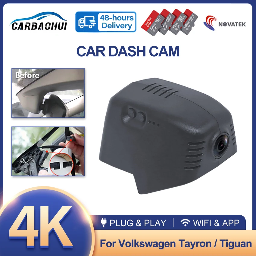 New ! 4K Plug and Play Car DVR Video Recorder UHD Night Vision Dash Cam Camera For Volkswagen VW Tayron Tiguan L 2019-2022