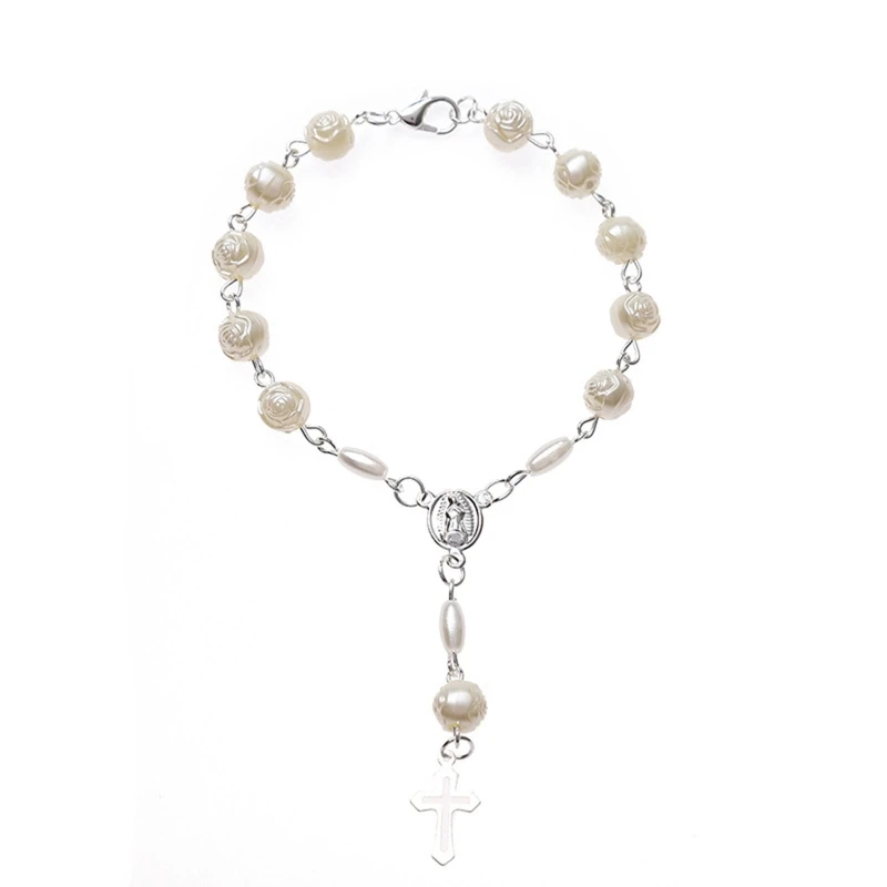 Браслеты с крестом из католических религиозных бусин центральный элемент