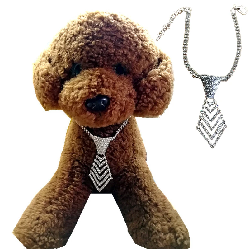 

Exquisite Cute Bling Crystal Dog Collar Tie Diamond Puppy Pet Shiny Full Rhinestone Necklace Collars For Pet Little Dog Supplies