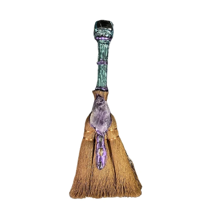 

Mini Halloween Brooms Mini Witch Broom Crystal Witch Broom Wiccan Altar Broom Pendant Home Halloween Decoration Broom