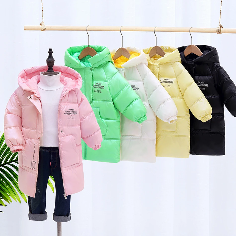 

Children's Down Coat Winter Teenage Baby Boys Girls Cotton-padded Parka & Coats Thicken Warm Long Jackets Toddler Kids Outerwear