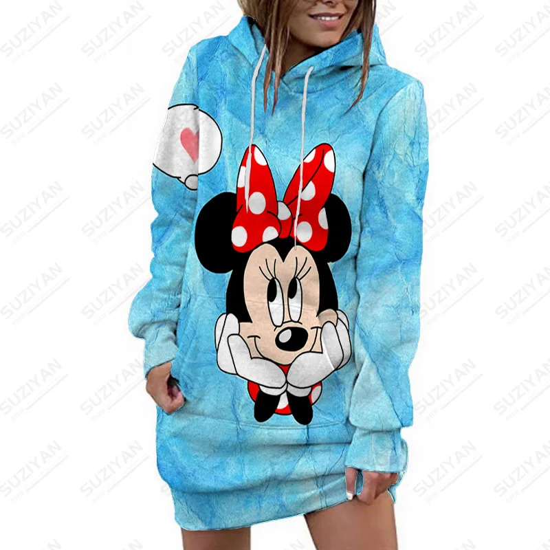 

Disney Mickey Mouse Print Long Sleeve Hoodie For Women Dresses Women Dress Casual Sweater Girl Elegant Woman Features Style Top