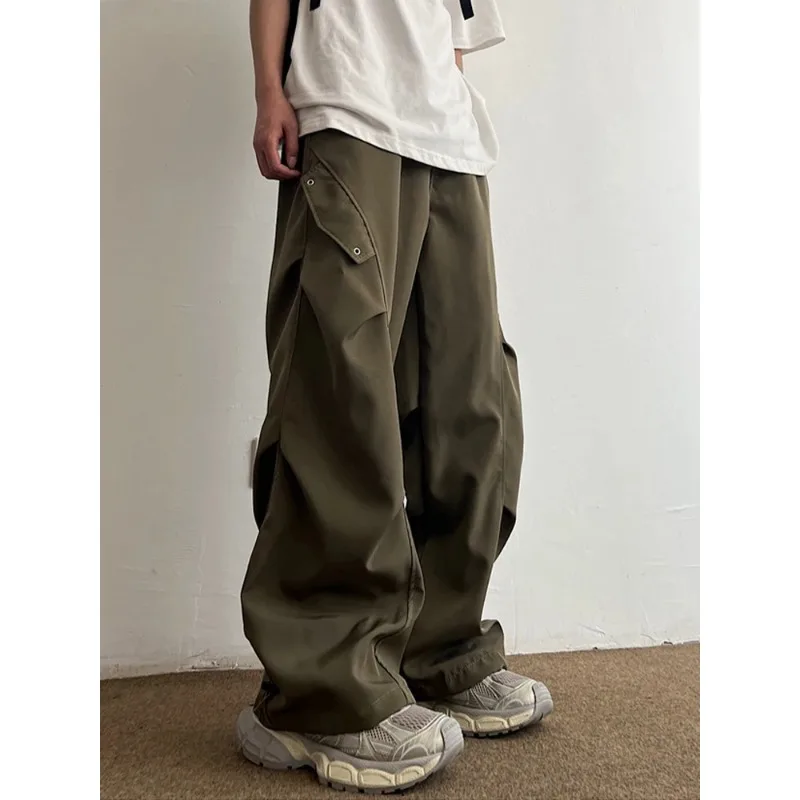 Фото Techwear Брюки-карго с парашютом Мужские широкие брюки в стиле хип-хоп Мужская быстросохнущая уличная одежда Свободные большие размеры Корейский хип-хоп №3
