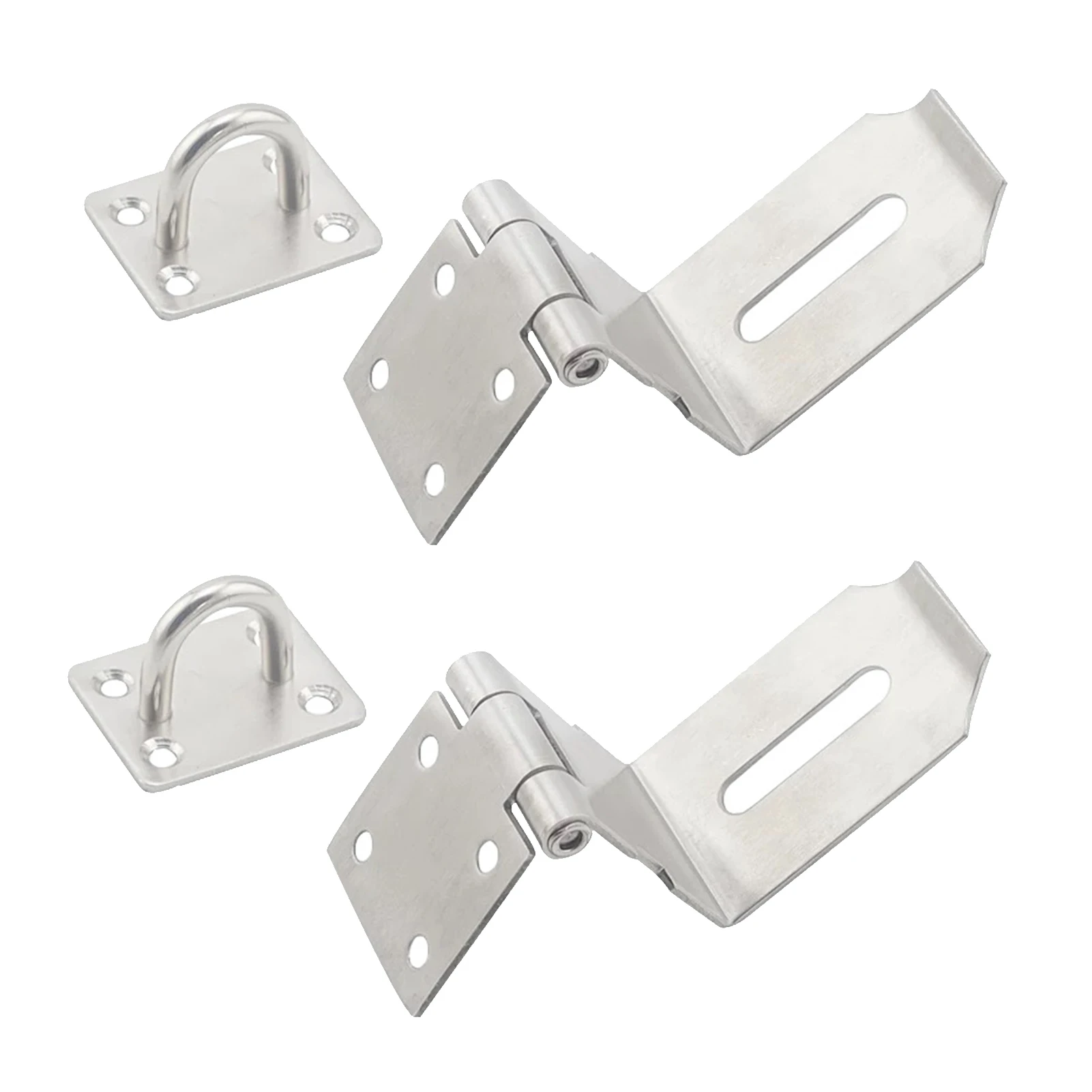 

2pcs Multifunctional Universal Padlock Hasp 90 Degree Lightweight Door Clasp Lock Sliding Office Latch Stainless Steel Brushed