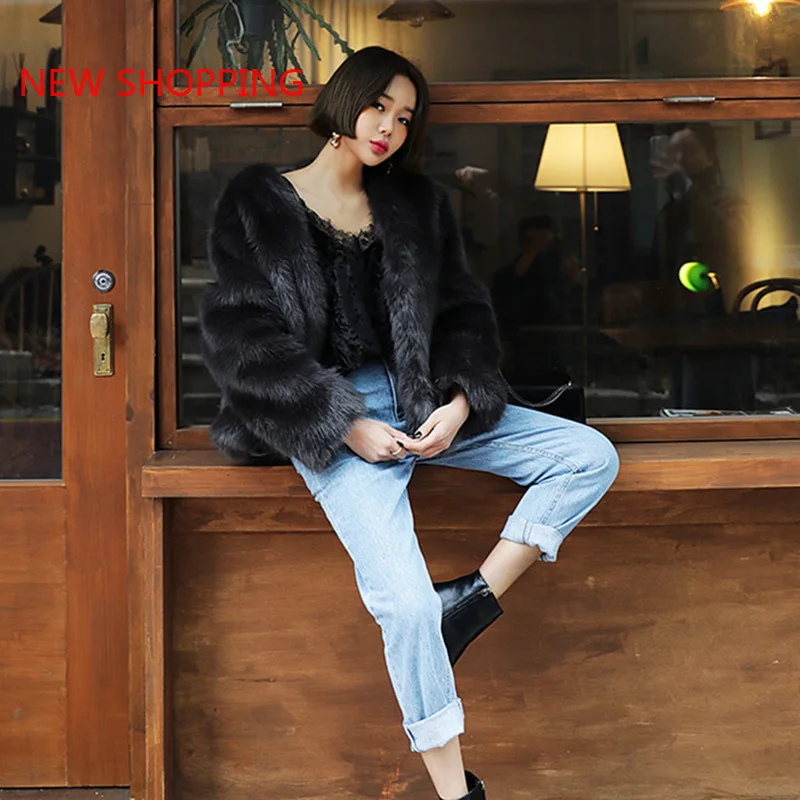 2021 Women's Winter Jacket Faux Fur Jackets High Quality New Fashion Overcoat Female Short Black Thick Warm Faux Fox Fur Coat