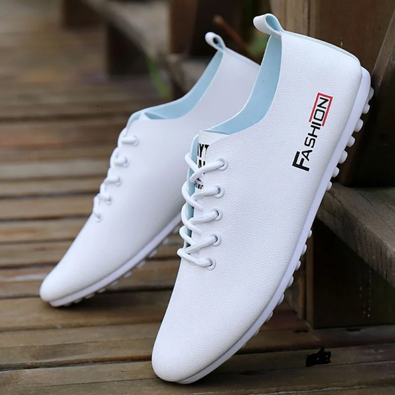 

White Men Leather Shoes New Casual Designer Shoes Slip On Fashion Drivers Comfort Loafers Moccasins Loafers Men Driving Shoes