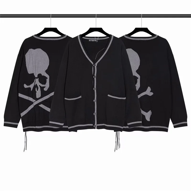 

Cardigan Button V Nack Sweater Men Women 1:1 Good Quality Skeleton Skull Jacquard Mastermind Knitwear Japan MMJ