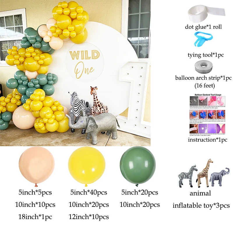 Воздушный шар для дня рождения Wild One украшение в виде животных джунглей сафари