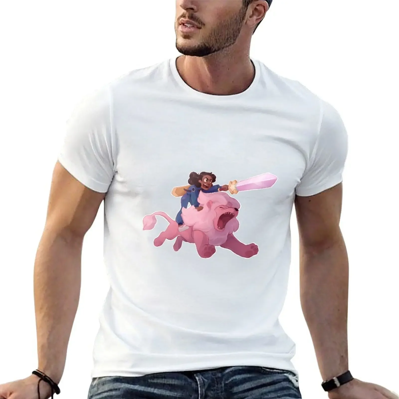 Connie and Lion T-Shirt cotton graphic tees korean fashion plus sizes sweat men workout shirt
