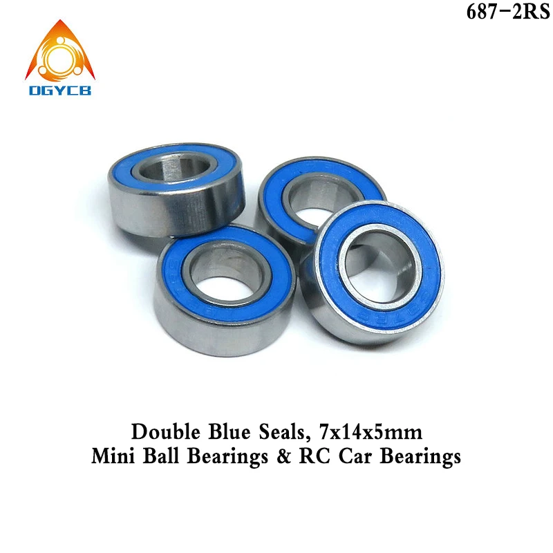 1pcs 687 2RS 7x14x5 ABEC3 Miniature Ball Bearing 687RS 7 14 5 RC Car Bearings 7*14*5 mm  686 688 6700 6701 2RS Blue Seal Bearing