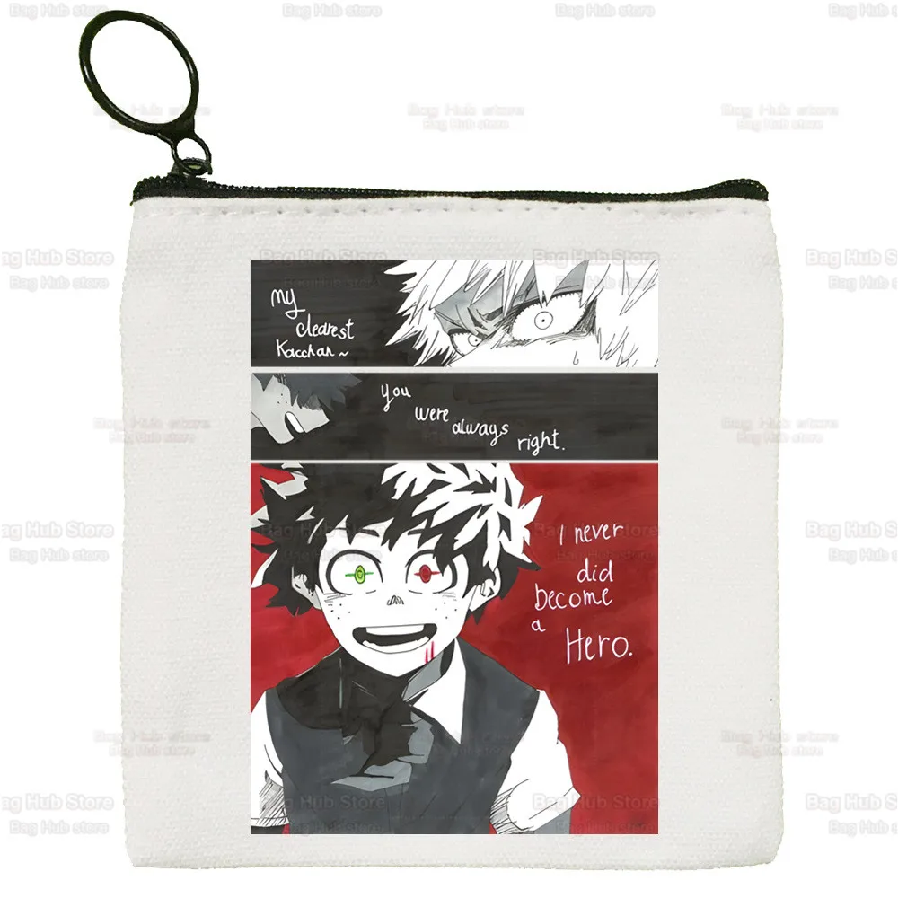 Boku No Hero Anime Cute Mini Coin Purse Canvas Student Wallet  My Hero Academia Bakugou Coin Case Zipper Hand Female Key Case