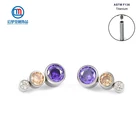 ASTM F136 титановое кольцо с 3 CZ драгоценными камнями, ювелирные изделия для пирсинга тела