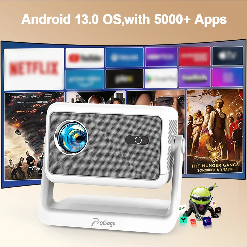 Фото Проектор PROGAGA PG370 MAX с поддержкой 1080P, 700 ANSI люмен, 4K, Android, Smart TV, домашний кинотеатр, портативный видеопроектор с AirMouse №2
