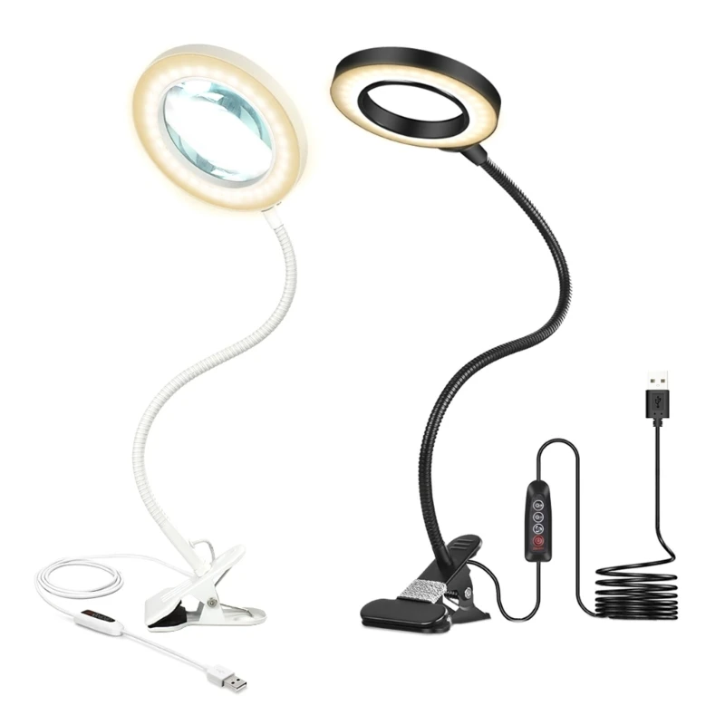 

Светодиодная увеличительная лампа Y9RE 5X светодиодный 3 цветных режима, настольная лампа с увеличительным стеклом, фотолампа и подставка для ...