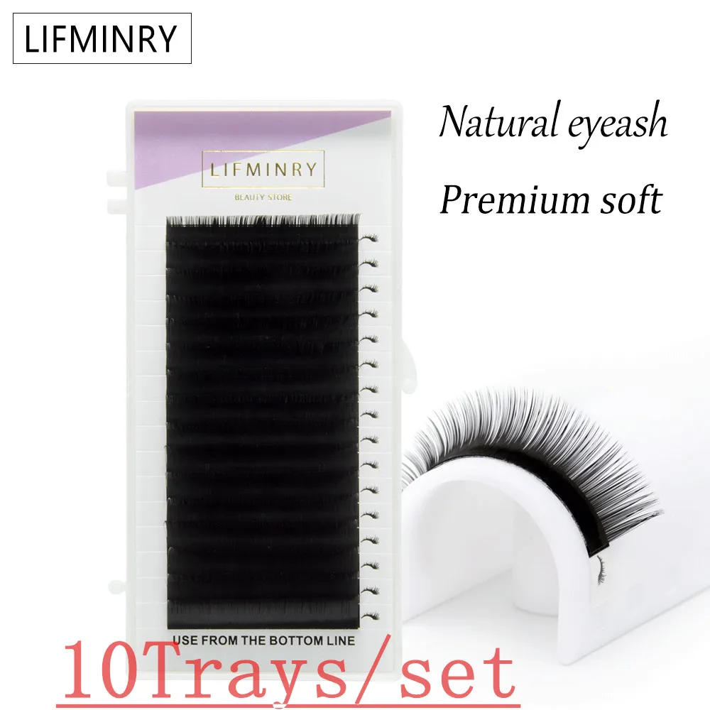 

Free shipping 10cases quality eyelash extensions tray fake mink single eyelash size single eyelash soft natural eyelash