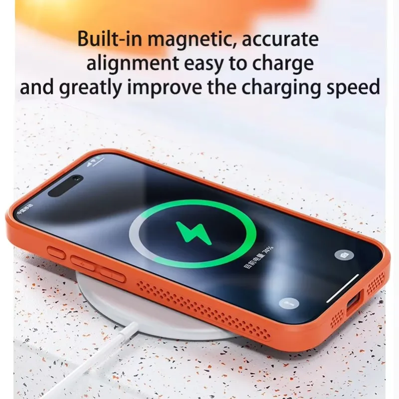 Фото Охлаждающий чехол с отводом тепла для Magsafe для iPhone 18 17 16 14 15 13 12 11 Pro Max, сетчатый, дышащий, матовый, жесткий чехол. №5
