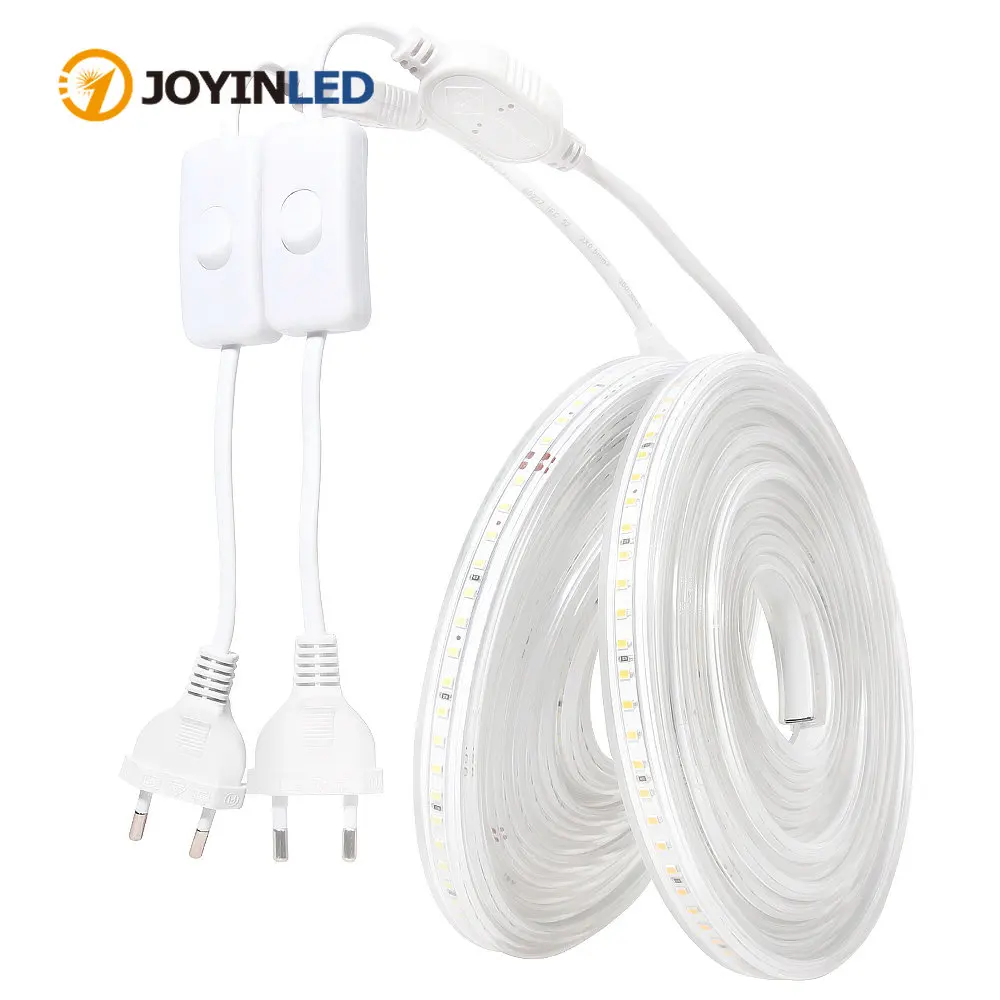

High Brightness 220V LED Strip Light 2835 Waterproof Led Strip 120LEDs/m Flexible Kitchen Outdoor Garden LED Light with Switch
