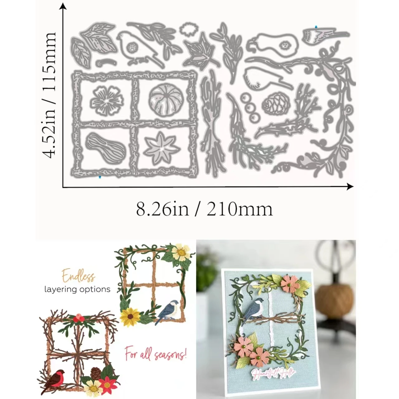 

Seasonal Sentiments Metal Cutting Dies Clear Stamps Photo Album Decorative Embossing DIY Handmade Paper Cards Crafts For 2023