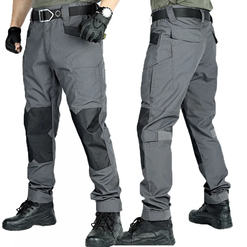 

Брюки-карго мужские тактические, уличные водонепроницаемые штаны со множеством карманов, военные камуфляжные брюки Rip-Stop, походные повседневные штаны