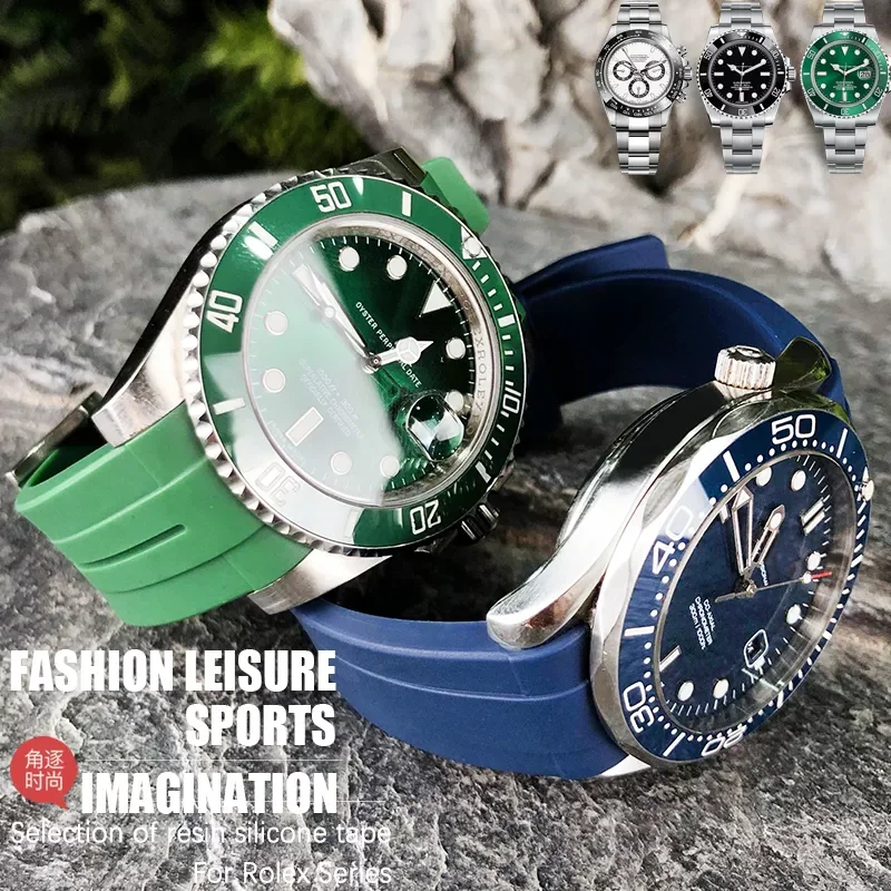 

19mm 20mm Rubber Silicone Watchband Fit For Submariner Daytona DEEPSEA Oysterflex Rolex 21mm 22mm Watch Strap GMT Omega Seiko