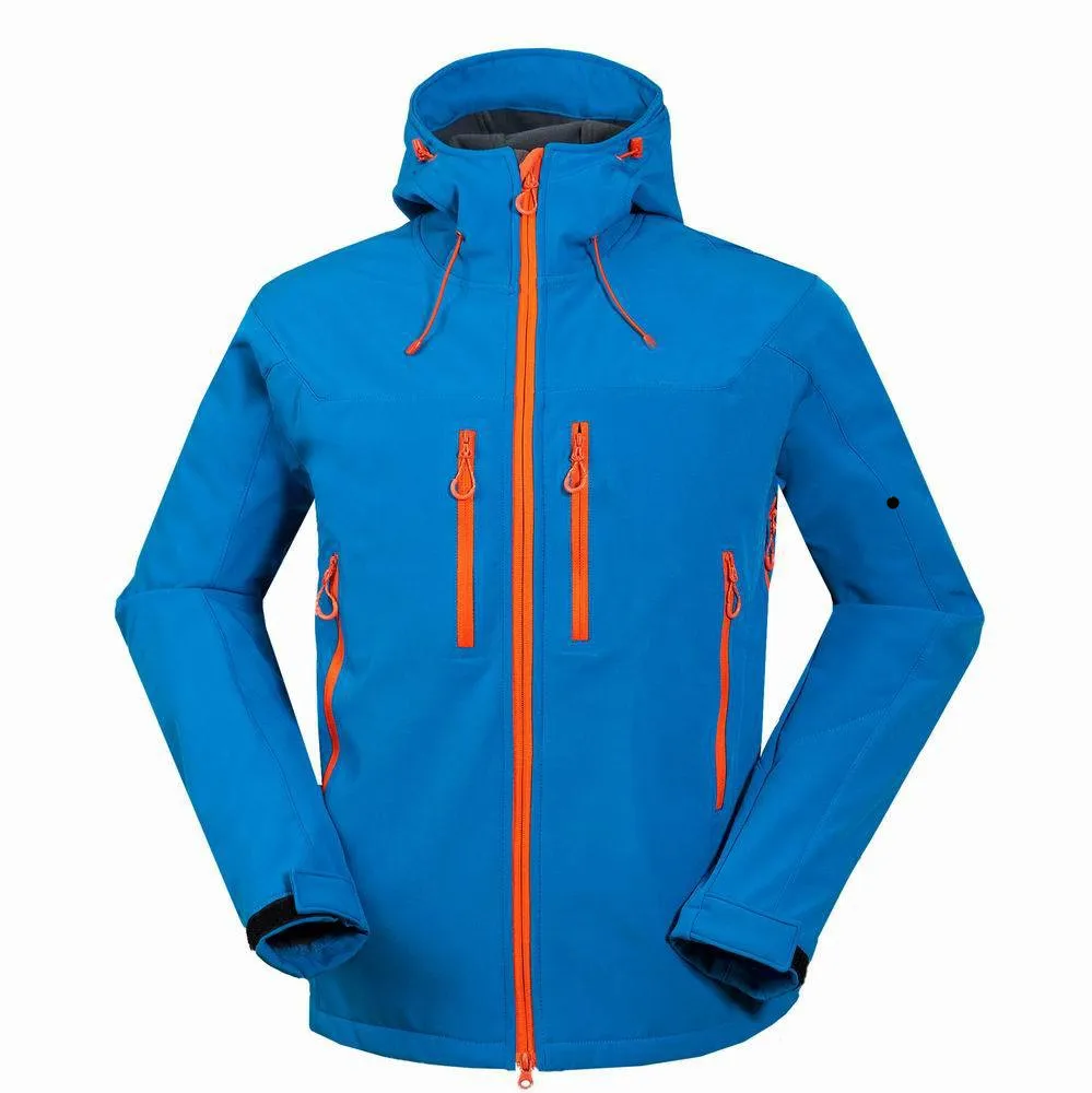 

Men Women Coat Multi-pocket Zipper Waterproof Warm Fleece Hooded Classic Compass Embroidered Softshell Jacket Men Coat Clothing