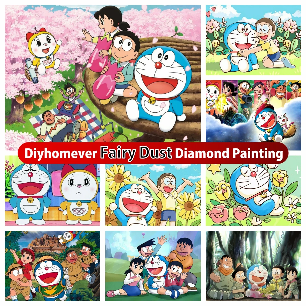 

Anime Doraemon Cute Kawaii Cartoon Fairy Dust Diamond Painting New Arrivals 5D DIY Cross Stitch Mosaic Embroidery Home Decor