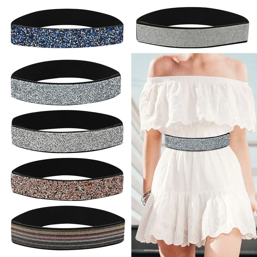 

Shining Party Wedding Accessories Rhinestone Girdle Belt Bridal Waist Strap Elastic Belly Belts Stretch Waistband