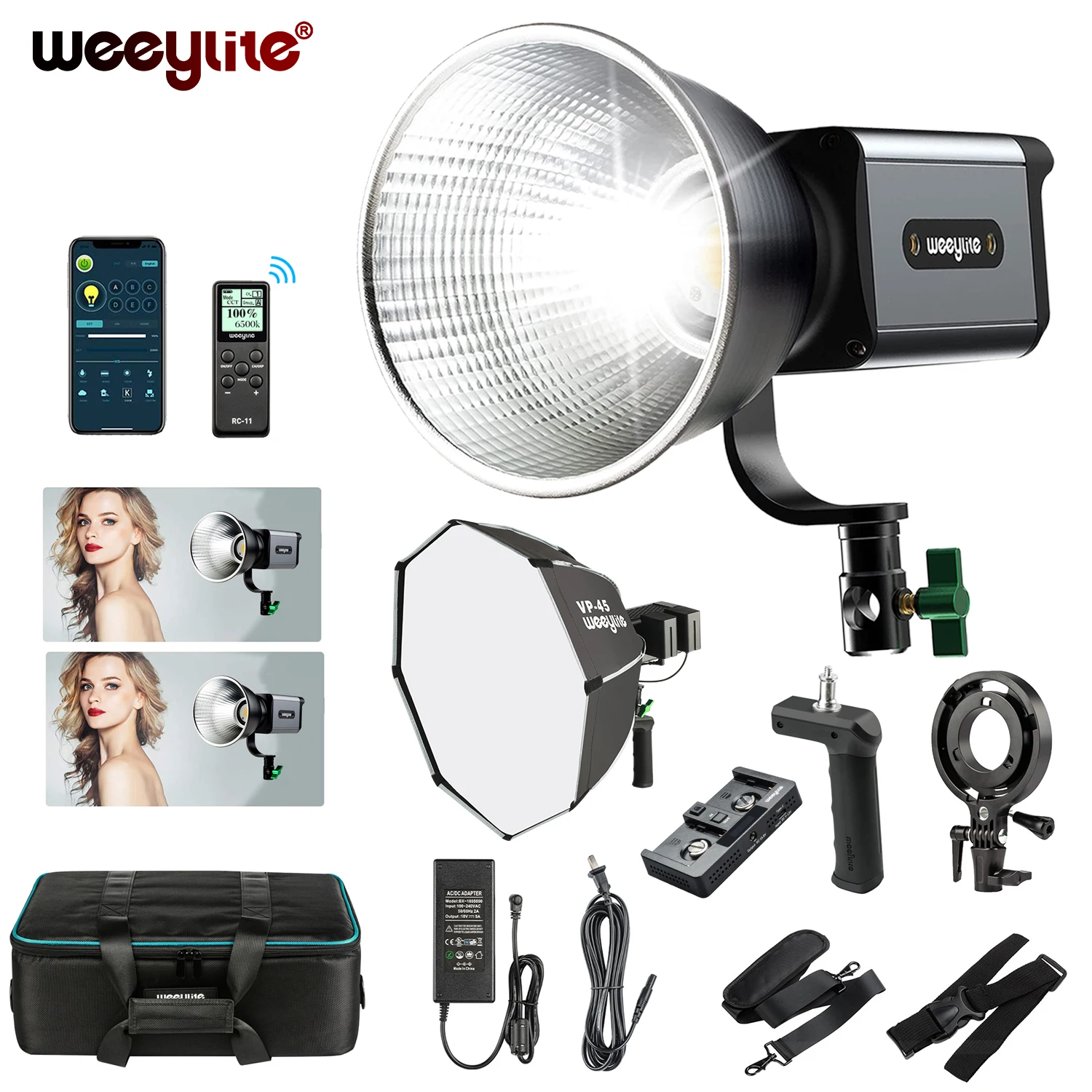 

Weeylite LED непрерывное освещение для видеосъемки 2500-8500K двухцветное крепление Bowens непрерывное освещение с управлением через приложение Диммир...