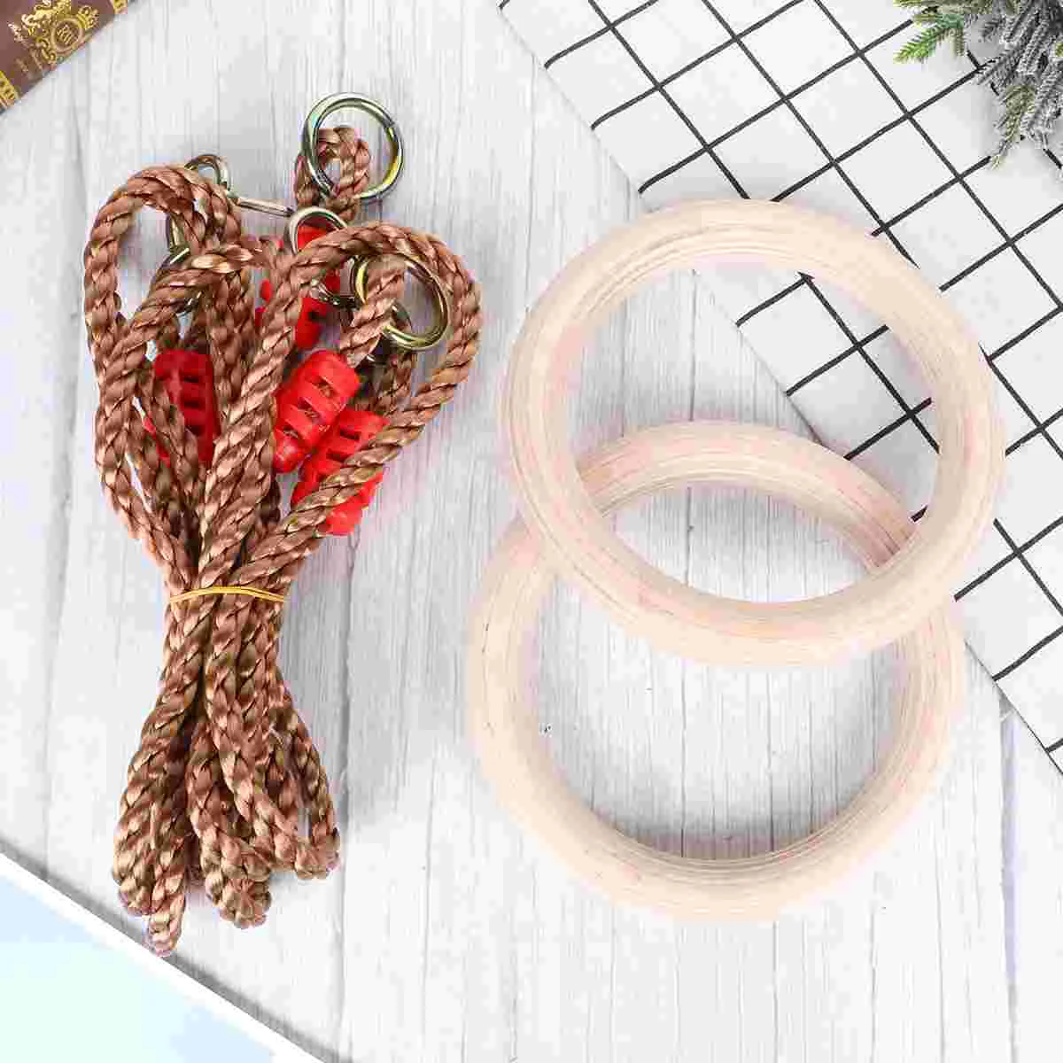 

Rings Gymnastic Wooden Swing Kids Fitness Ring Obstacle Training Indoor Rope Ppworkout Boys Childreninterior Exercise Gym