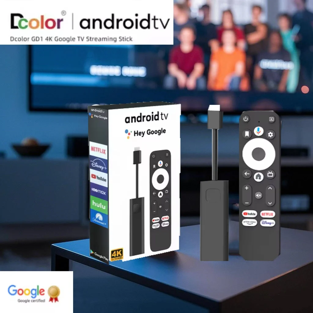 Фото GD1 Google Сертифицированный подлинный Netflix 4K Smart Android TV Stick с поддержкой Amlogic S905Y4 2 ГБ + 16 ГБ Обновленная версия приложения Чили, США №1