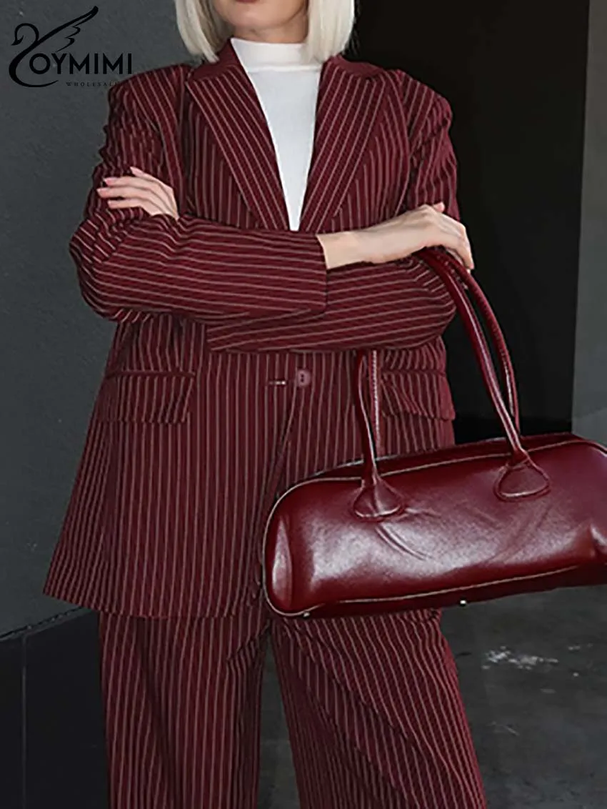 Oymimi Элегантные комплекты с принтом винно-красного цвета женские из 2 предметов