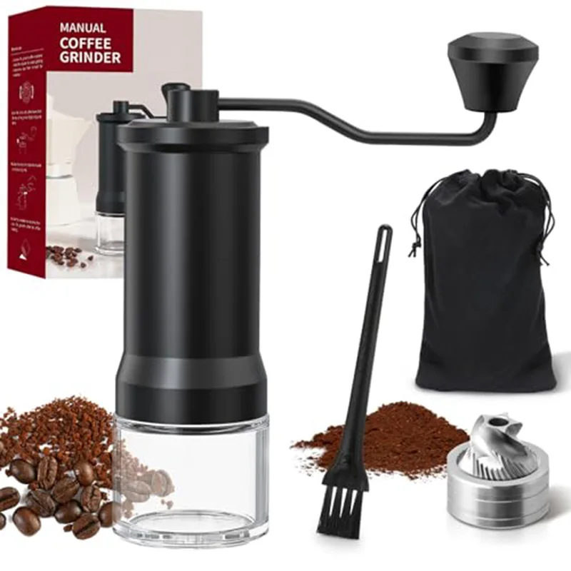 Ручная кофемолка-ручная кофемолка из нержавеющей стали и матовый черный