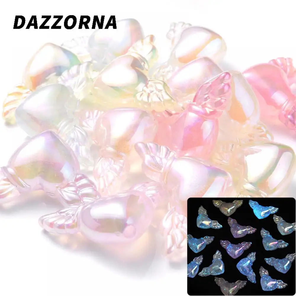 10 шт., светящиеся акриловые бусины в форме сердца, 21 х35 мм