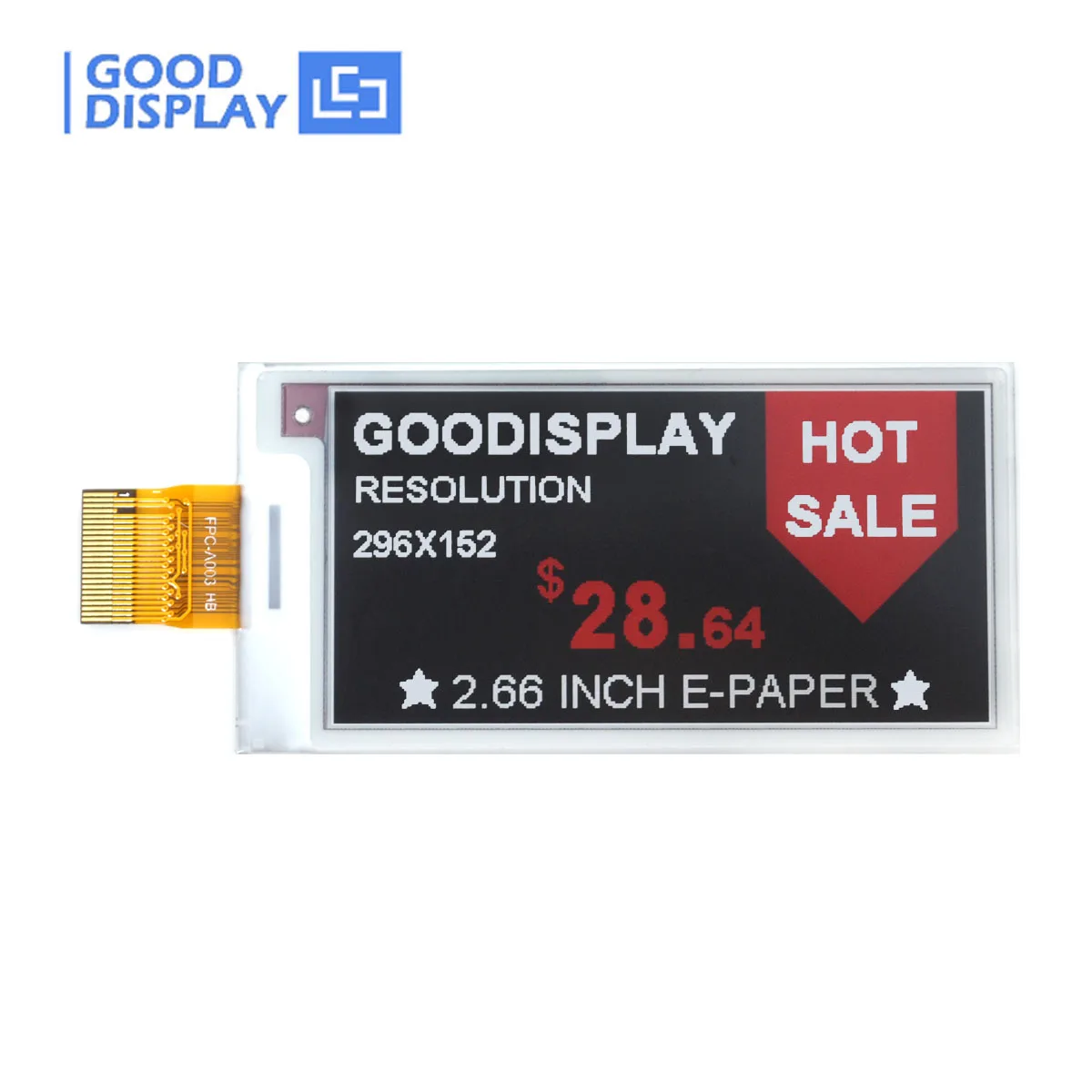 2 66 дюймовый трехцветный дисплей E ink 296x152 SPI маленький экран E-ink черный белый