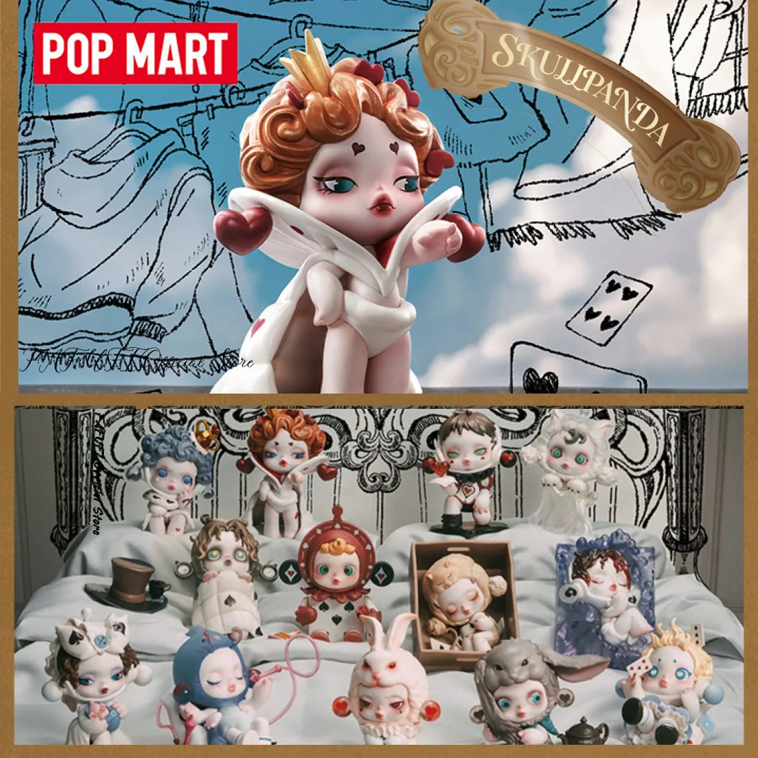 

POPMART Skullpanda, повседневная серия «страна чудес», фотоигрушки, загадочная коробка, Оригинальная фигурка, милая кукла, кавайная модель, подарок