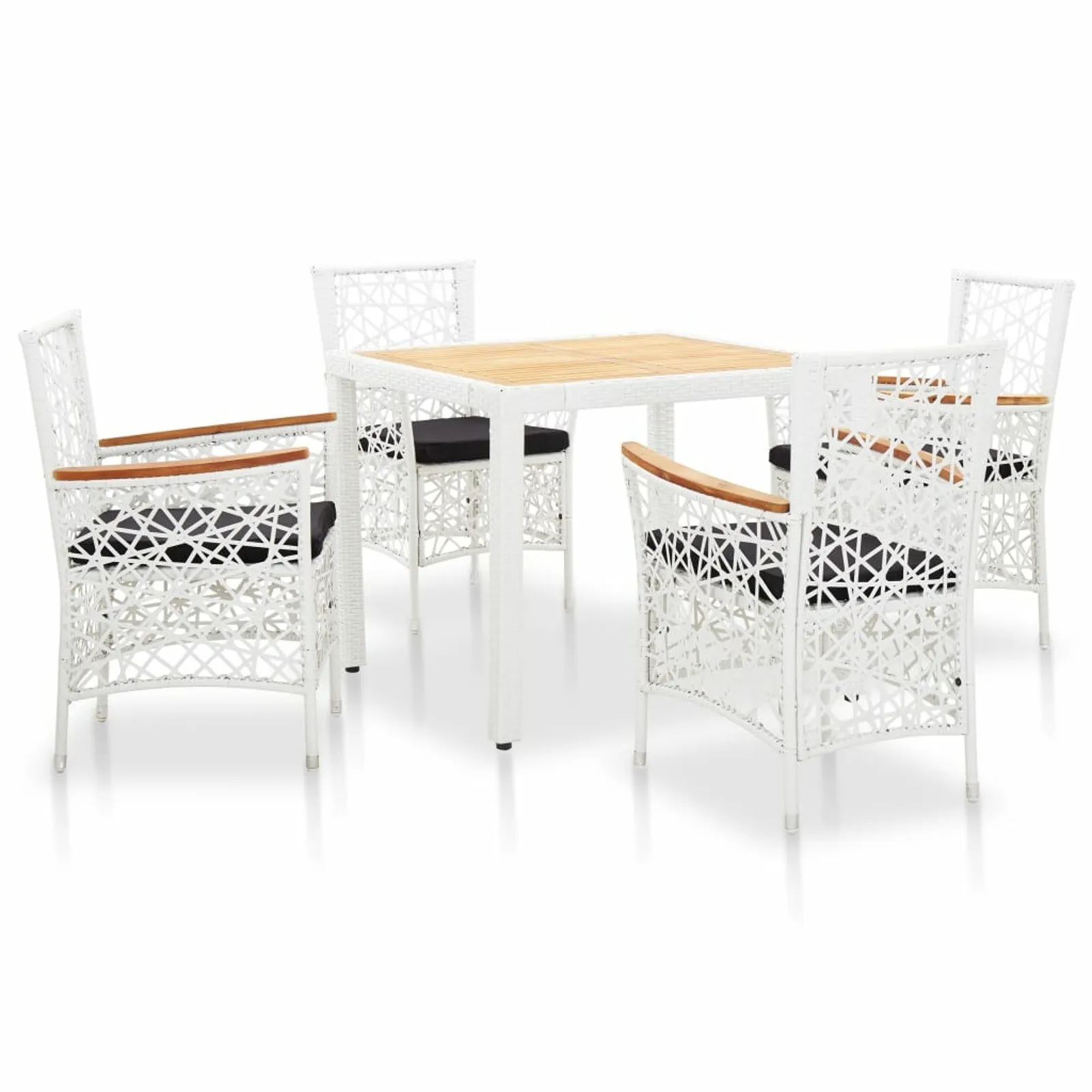 

5 Piece Outdoor Dining Set Poly Rattan White