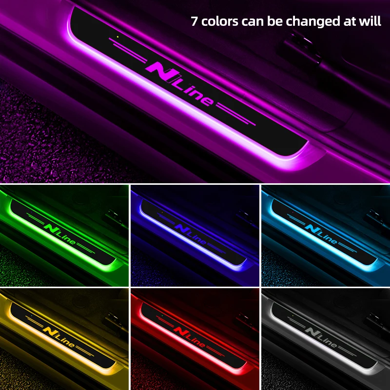 

For Hyundai I30 Sonata Elantra i40 Kona Tucson N Line Auto Pedal Light Sill Pathway Welcome Scuff Light Car Door Decorate Lamps