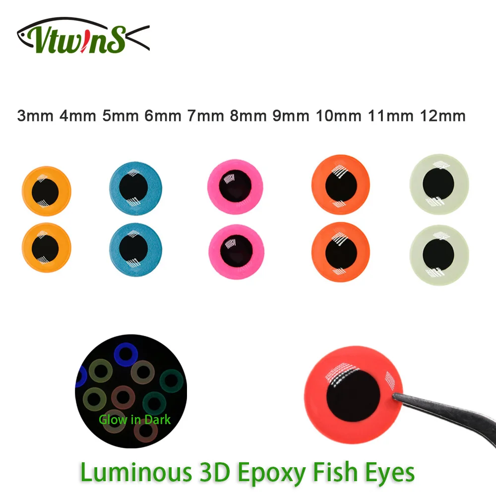 Vtwins 100 шт. реальные живые 3D люминесцентные эпоксидные рыбные глаза летающие искусственные большие игры «сделай сам» рыболовные искусственные материалы 3-12