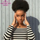 Афро кудрявые конский хвост бразильские Омбре Remy волосы шнурки афро слоеные конский хвост клип в наращивание волос 1B30