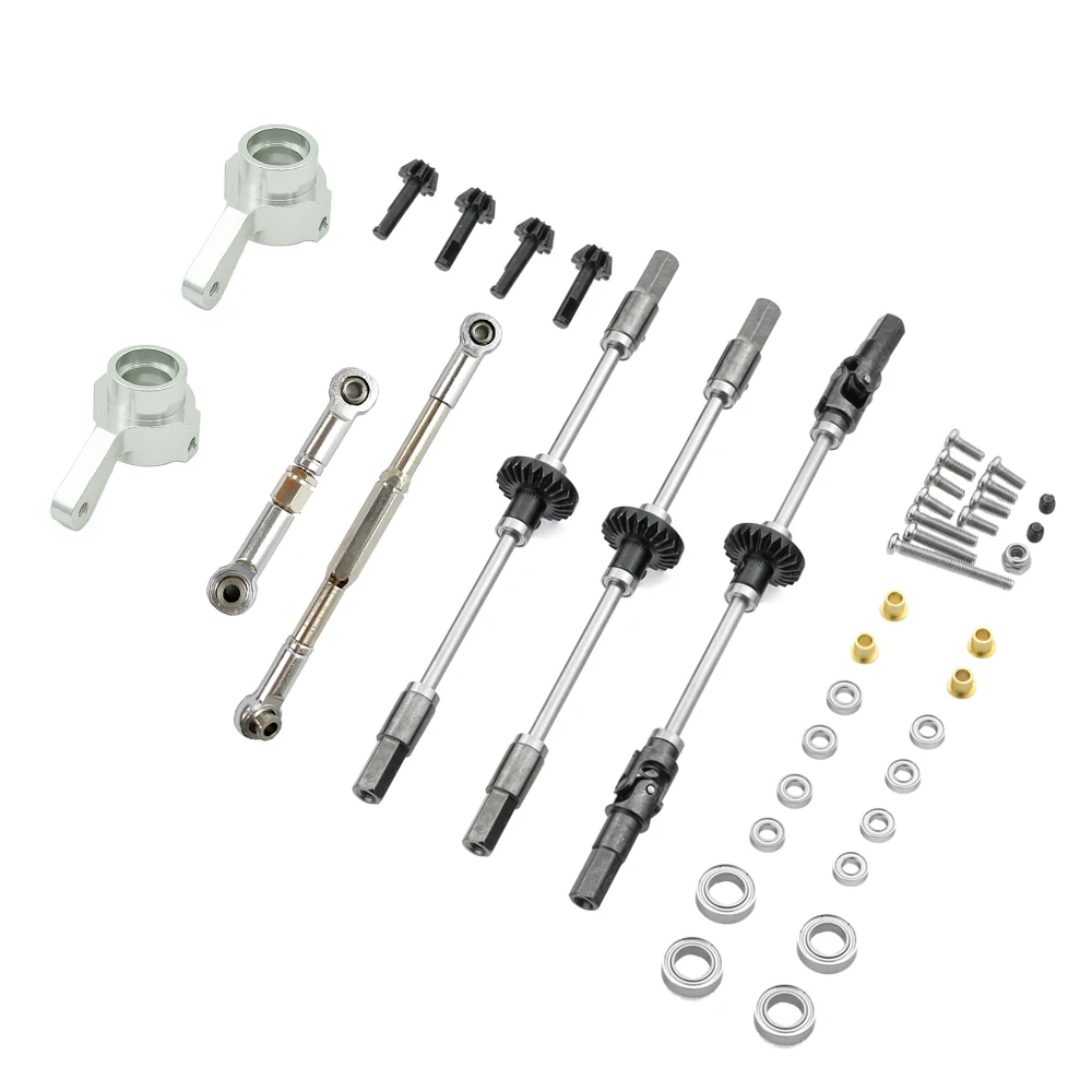 

6WD Metal Steel Gear Front Middle & Rear Axle Bridge Steering Cup Kit for WPL B16 B36 6X6 1/16 RC Car Upgrade Parts,2