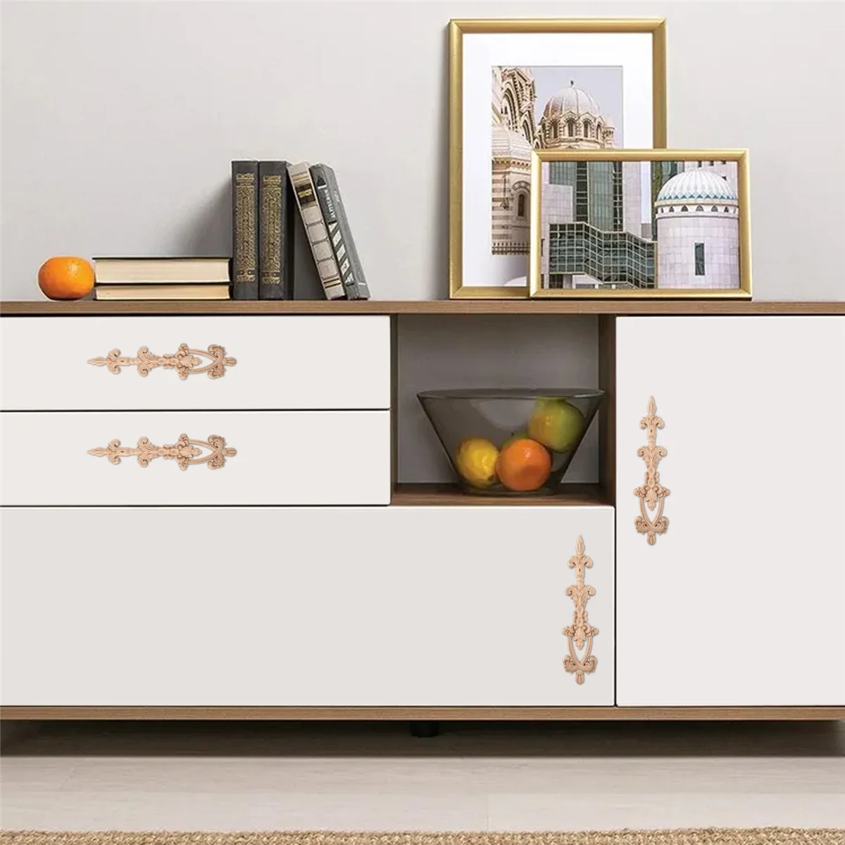 1x деревянная резная угловая аппликация неокрашенная рамка наклейка для