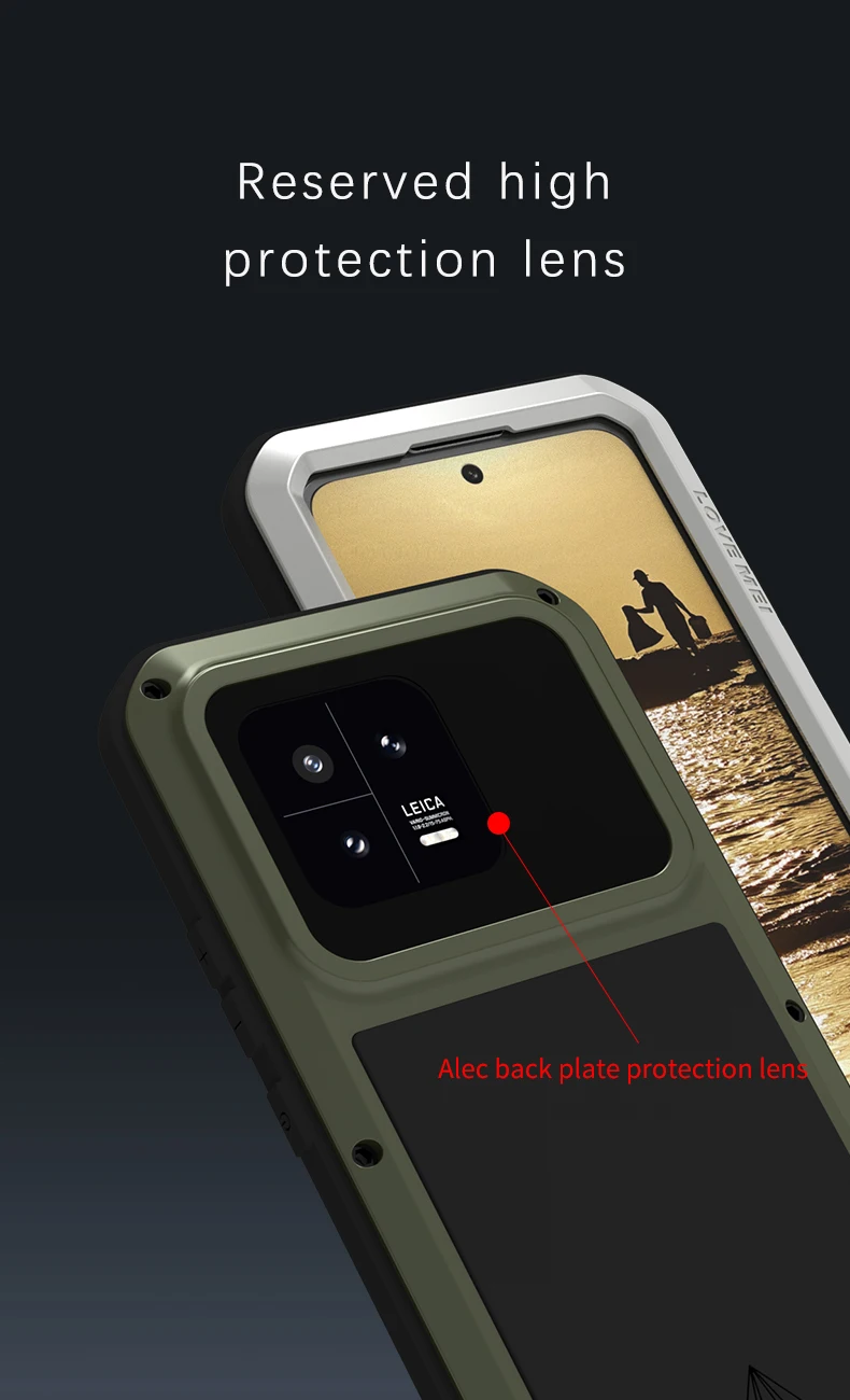 For Xiaomi 13 Case Love mei Powerful Shock Dirt Proof Water Resistant Metal Armor Cover For Xiaomi 13 Pro/mi 13